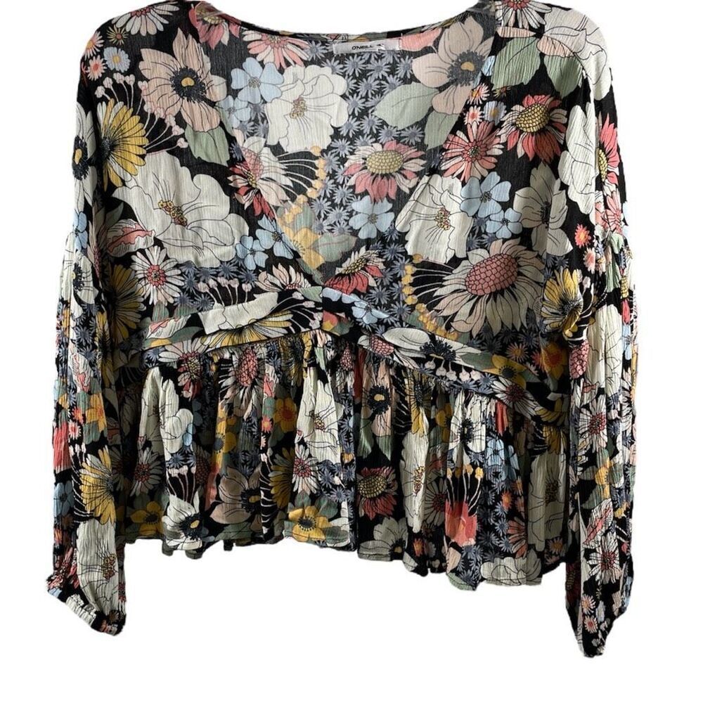 O’Neill Floral Peplum Crop Blouse Size S